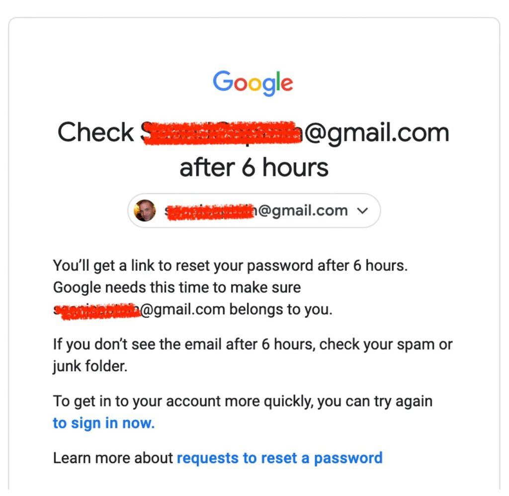 بازیابی حساب کاربری گوگل